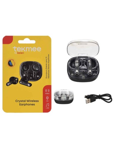 Tekmee coppia di auricolari tws stereo bluetooth crystal wireless