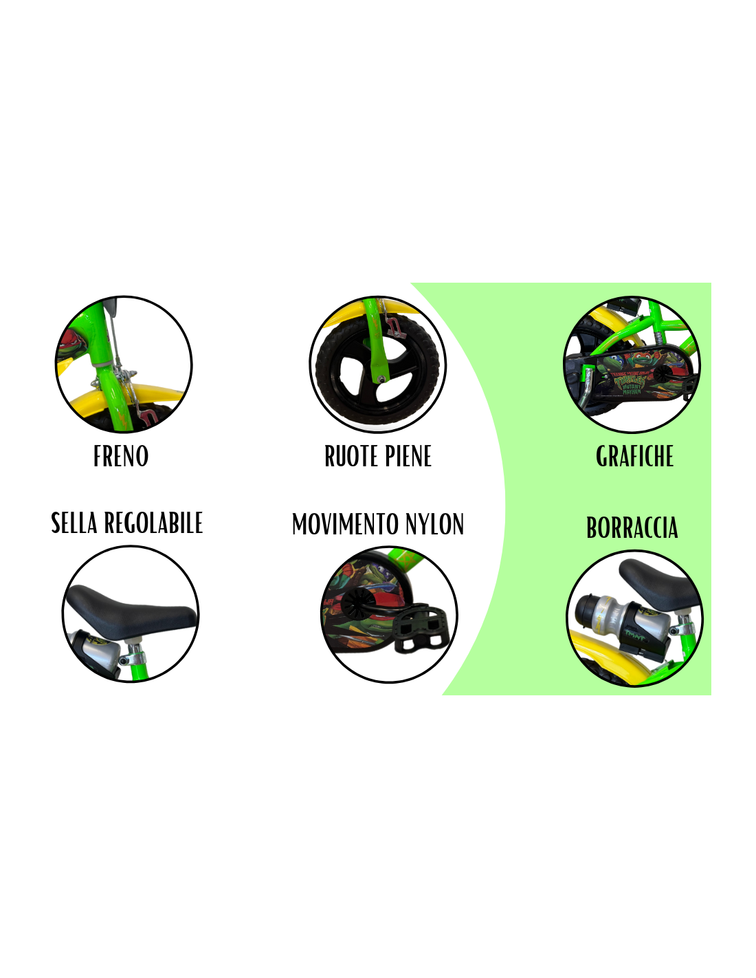 Bicicletta Bambino Dino Bikes Tartarughe Ninja 12"