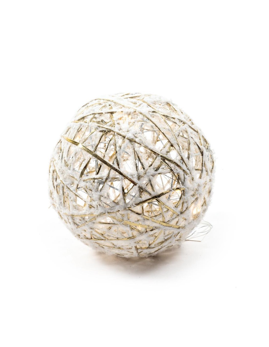 Sfera Decorata di Natale D20cm in Metallo con Luci - La Magia di Natale a casa tua