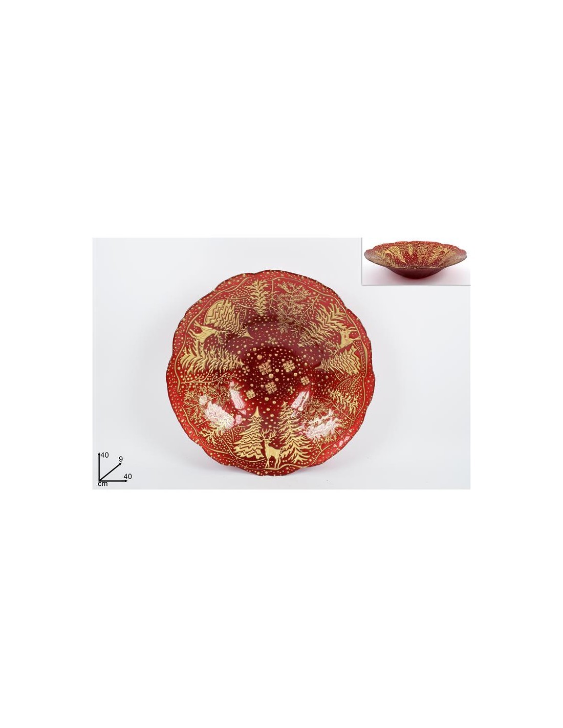 CENTROTAVOLA 143071 NATALIZIO VETRO 40CM ROSSO/ORO