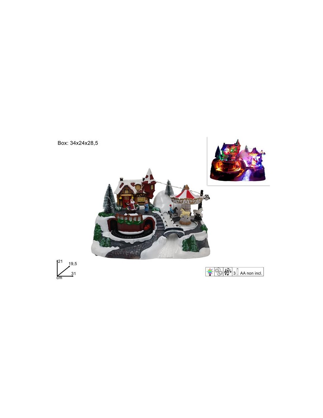 GIOSTRINA 258072 TRENO E CAROSELLO MOVIMENTO LUCI E MUSICA