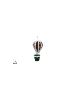 Pendente di Natale Mongolfiera Verde con Paillettes 13cm, Decorazioni Natalizie, Addobbi, La magia di Natale per la casa