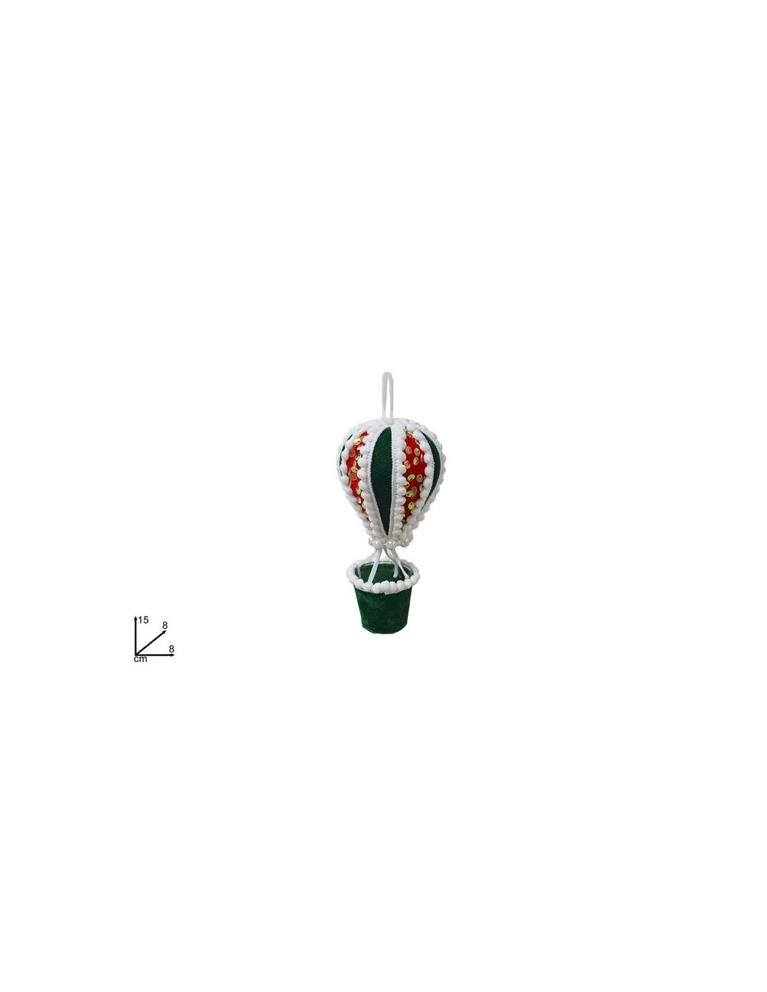 Pendente di Natale Mongolfiera Verde con Paillettes 13cm, Decorazioni Natalizie, Addobbi, La magia di Natale per la casa