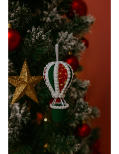 Pendente di Natale Mongolfiera Verde con Paillettes 13cm, Decorazioni Natalizie, Addobbi, La magia di Natale per la casa