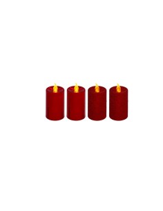 CONF 4 CANDELE 162680A ROSSE 4X7,5CM LUCE LED