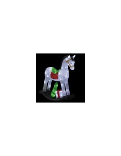 Cavallo a Dondolo di Natale da Esterno con 70 Luci LED, 50 cm, Decorazione Natalizia Luminosa