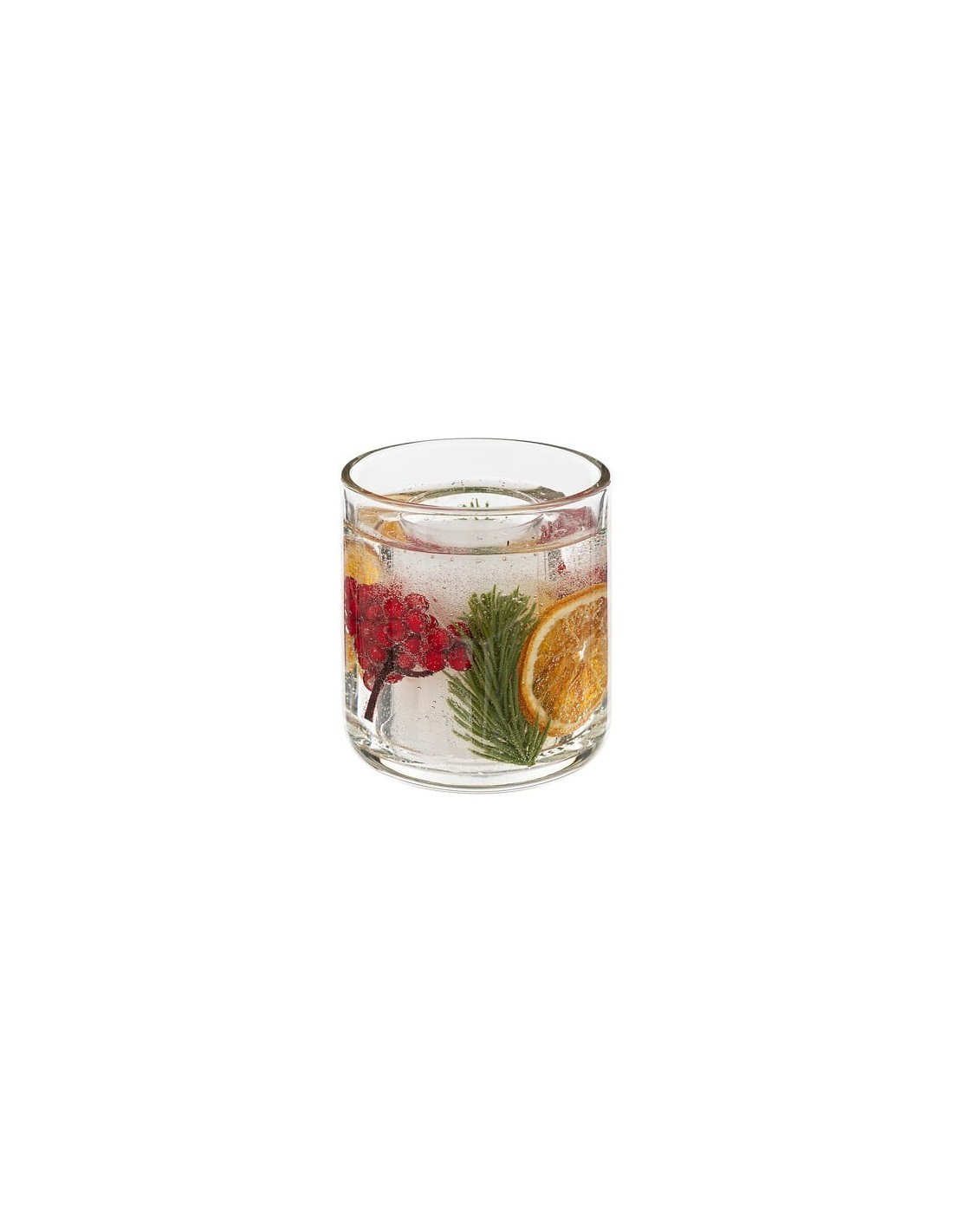 Candela di Natale in Vetro con Frutti di Bosco, 90g, 8,8x10cm, Profumo Festivo per Ambienti
