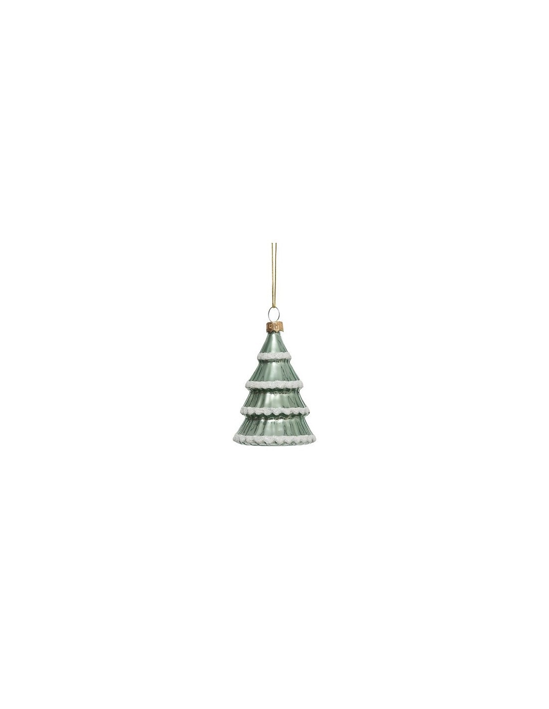 Pendente di Natale Albero in Vetro, Verde Chiaro con Decorazioni di Neve, 8 cm, Elegante e Festivo