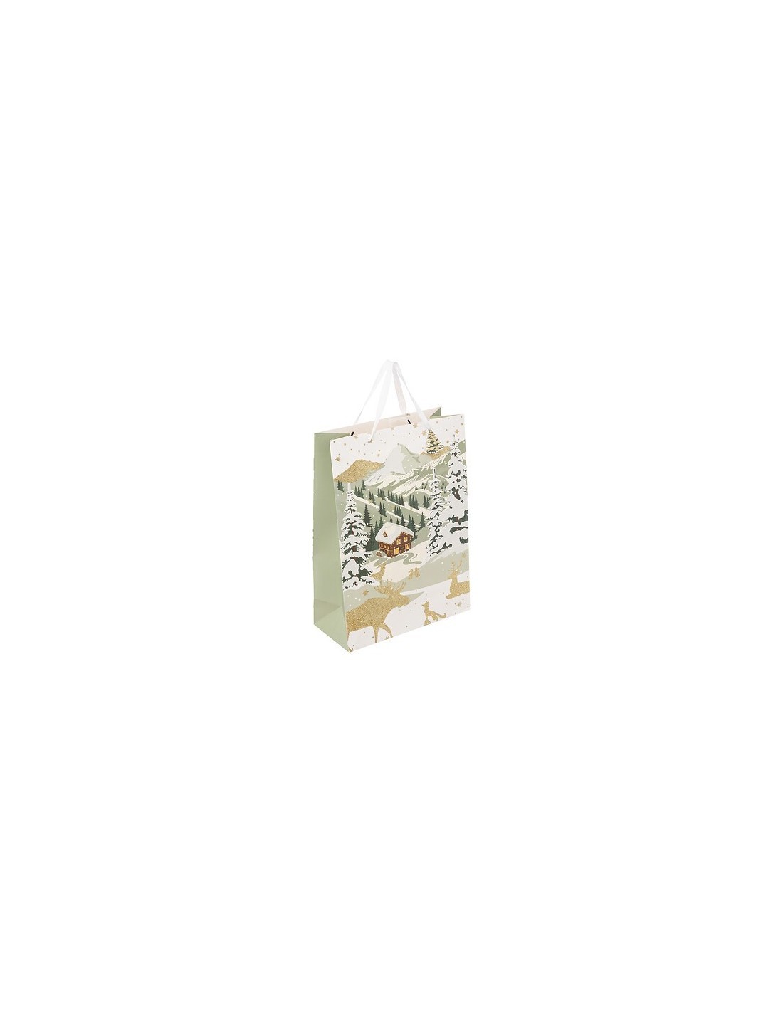 Sacchetto Natalizio Grande, 33x15x46 cm, Borsa Regalo di Natale, Confezione Elegante, Ideale per Regali Voluminosi
