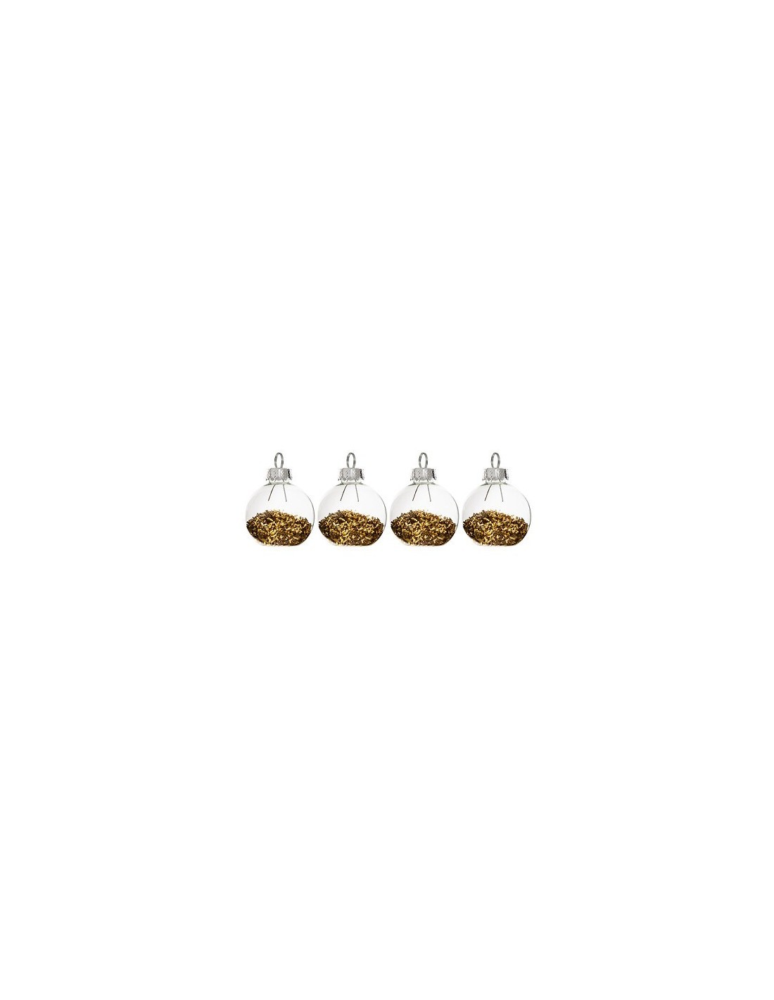 Segnaposto di Natale in Vetro con Paillettes, Set di 4, Assortito, Glitter Oro e Argento, Elegante Decorazione da Tavola