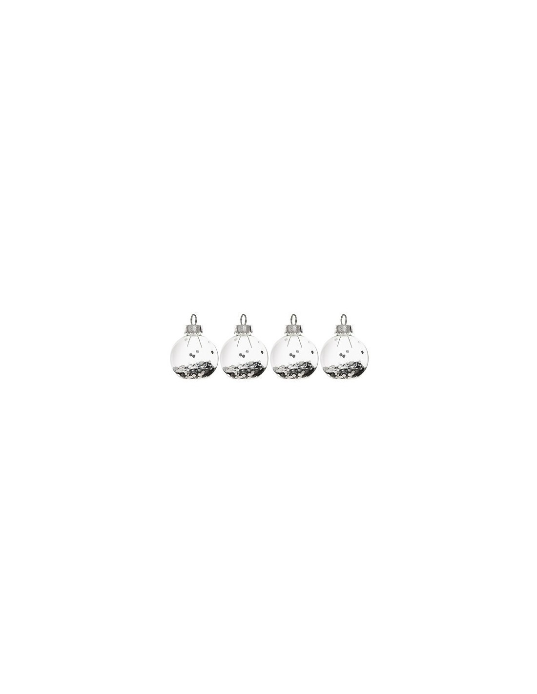 Segnaposto di Natale in Vetro con Paillettes, Set di 4, Assortito, Glitter Oro e Argento, Elegante Decorazione da Tavola