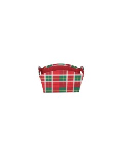 CESTA CARTONE SCOZZESE 27X14X15CM ROSSO RETTANGOLARE