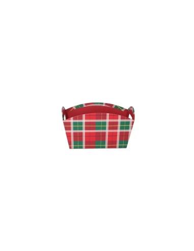 CESTA CARTONE SCOZZESE 27X14X15CM ROSSO RETTANGOLARE