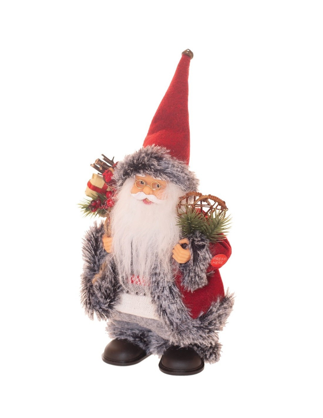 BABBO NATALE 061363 ROSSO/GRIGIO 35CM MUSUSICA/MOVIMENTO