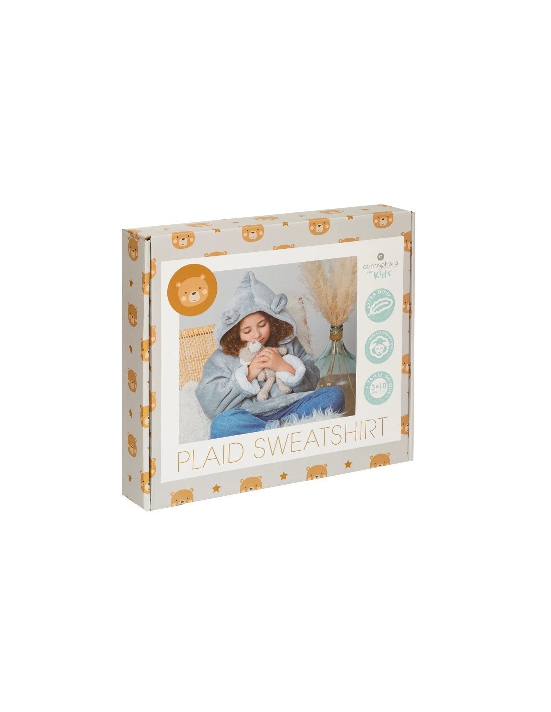 PLAID 174252C FELPA CON CAPPUCCIO ORSO GRIGIO