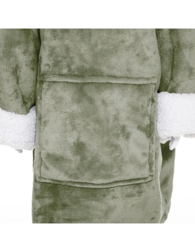 Plaid Felpa con Cappuccio Verde, plaid verde, plaid felpa cappuccio, plaid morbido, coperta verde, felpa con cappuccio