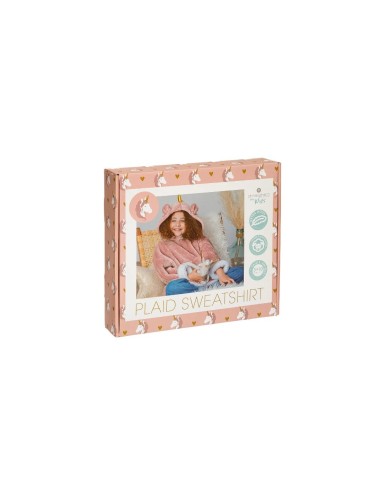 Plaid Felpa con Cappuccio Unicorn Rosa, plaid rosa, plaid unicorno, felpa con cappuccio, plaid morbido, coperta unicorno