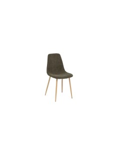 Sedia Roka velluto verde kaki, gambe in metallo effetto legno, sedia da tavolo elegante, comfort e design moderno