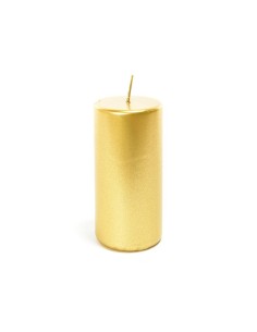 Candela Pillar Lucida Oro 15x5 cm di Natale - La Magia di Natale a casa tua