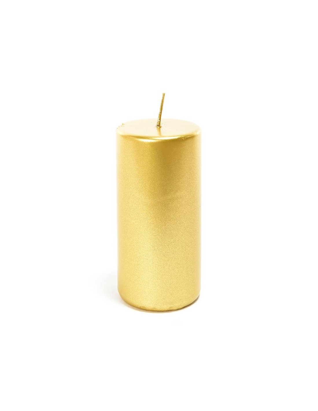 Candela Pillar Lucida Oro 15x5 cm di Natale - La Magia di Natale a casa tua