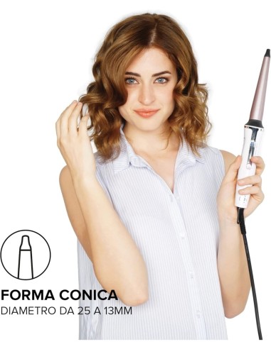Bellissima Imetec GT15 200 – Ferro Arricciacapelli Conico, Rivestimento in Ceramica, 18–25 mm, 150–210°C