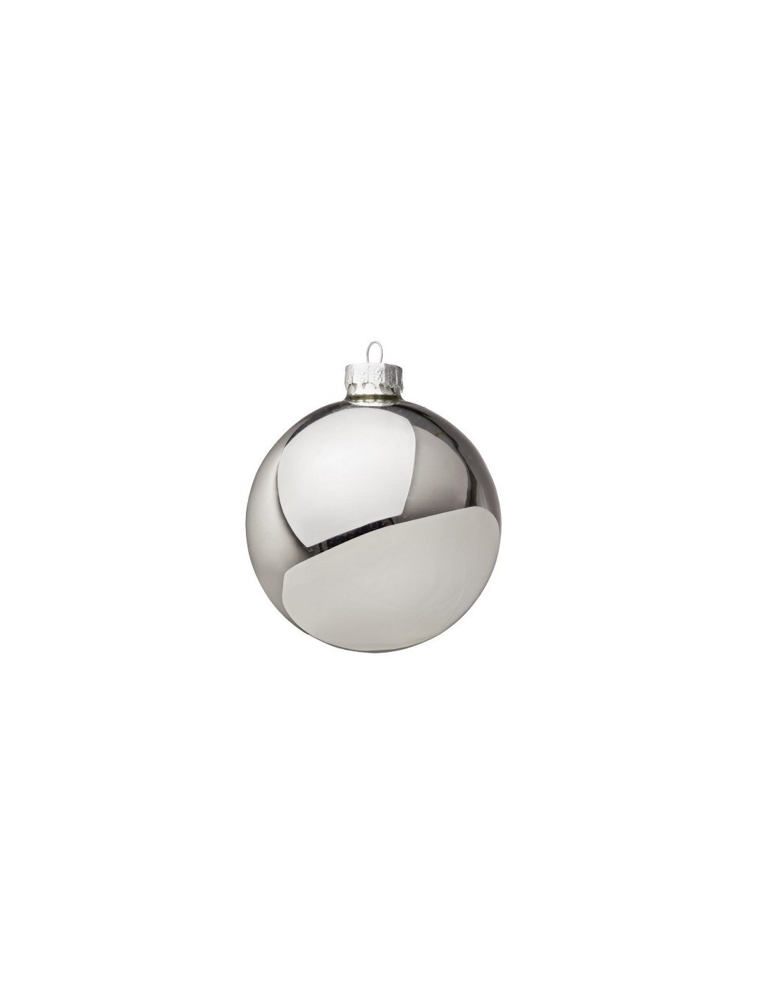 Sfera di Natale in Vetro Argento Lucido 10cm, La Magia di Natale per Decorazioni Raffinate