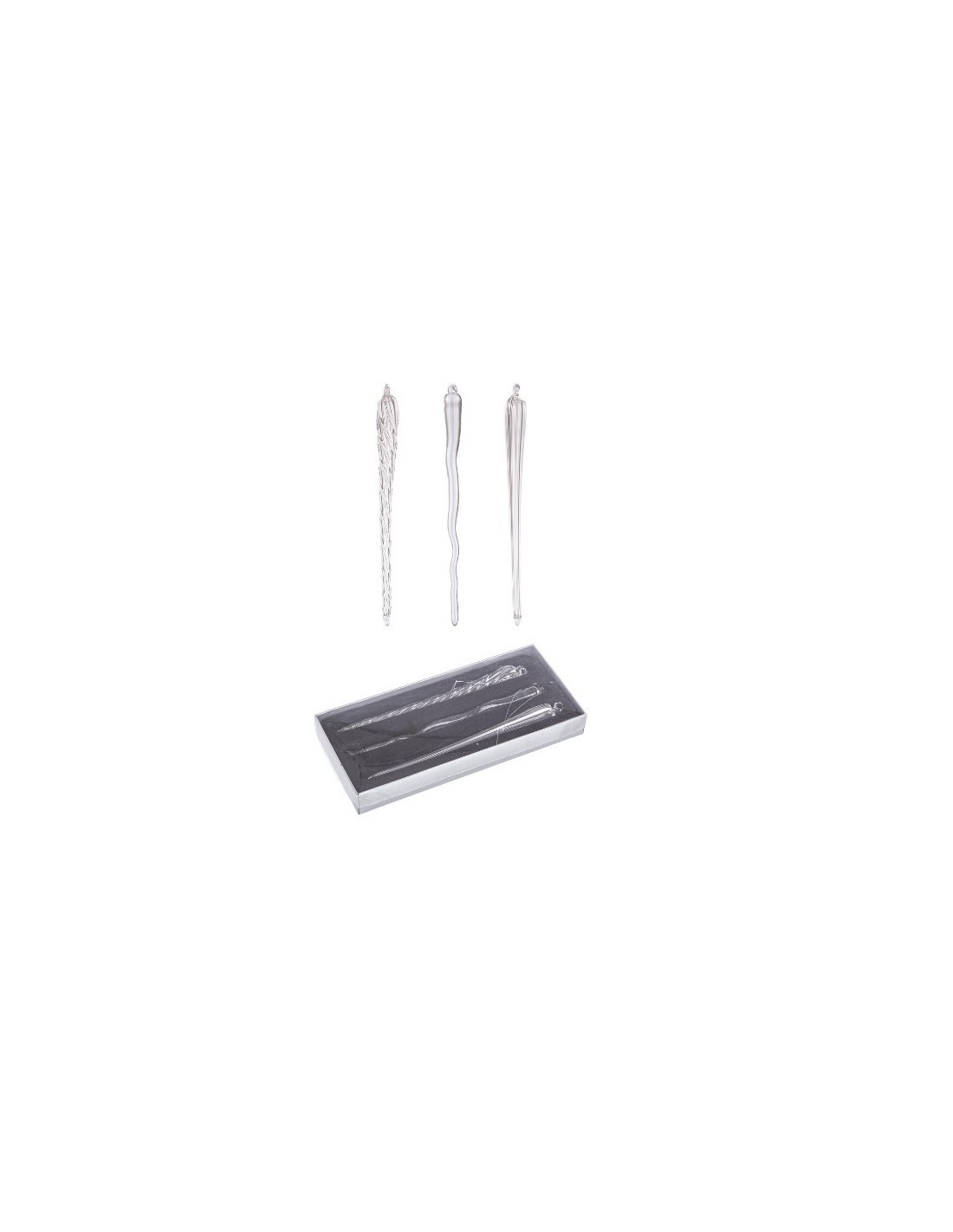Set di 3 Pendentivi Natale Icicle in Vetro Trasparente 17,5cm, La Magia di Natale per Decorazioni Eleganti