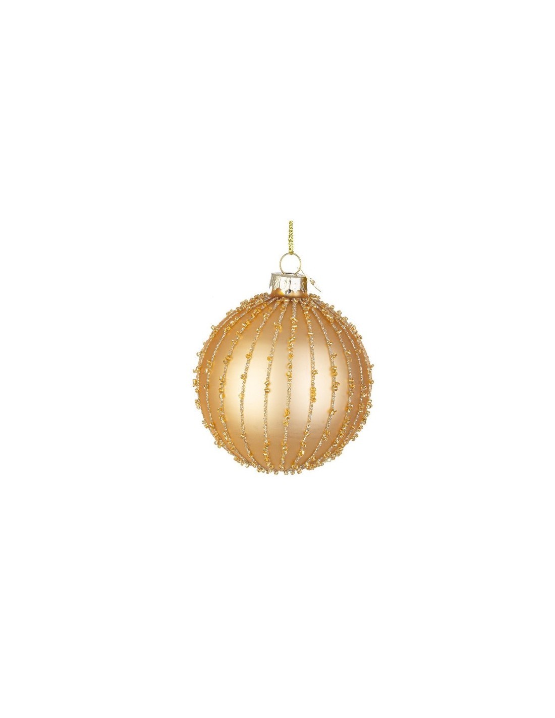 Sfera di Natale  in Vetro 10cm Stringata Oro, la Magia di Natale per il tuo Albero