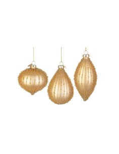 Pendente di Natale in Vetro Stringata Oro Assortito,  la Magia di Natale per Decorazioni