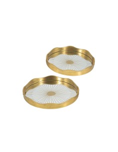 VASSOIO 802318 2 MIS PVC/VETRO D39,5CM ORO