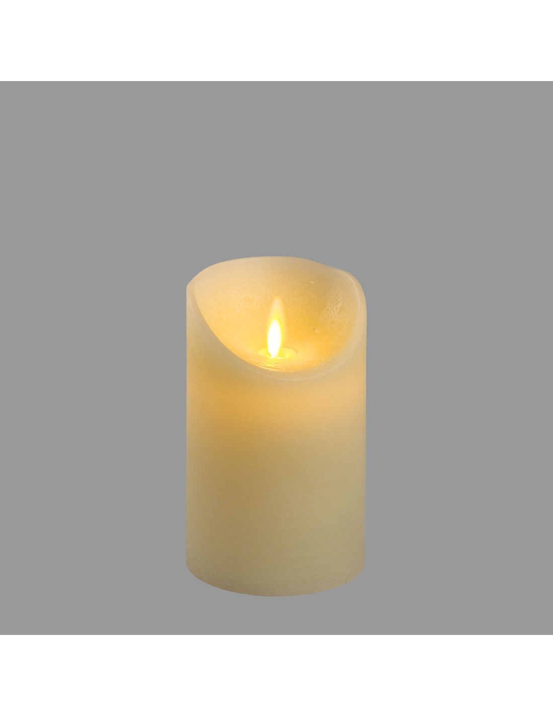 Candela Avorio Moving Flame Ø7,5xH12,5cm con Fiamma Realistica e Timer 6-18h