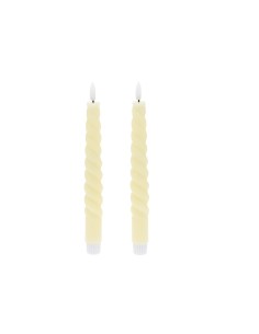 Set 2 Candele di Natale Taper a Spirale, La Magia di Natale con Fiamma 3D