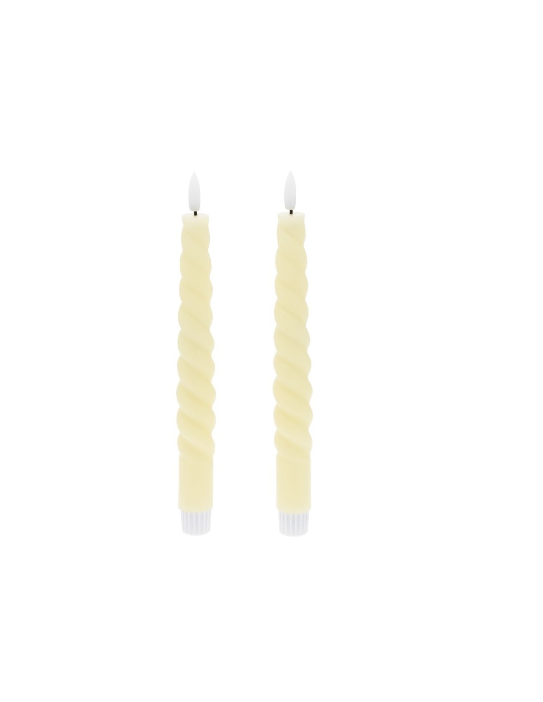 Set 2 Candele di Natale Taper a Spirale, La Magia di Natale con Fiamma 3D