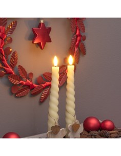 Set 2 Candele di Natale Taper a Spirale, La Magia di Natale con Fiamma 3D