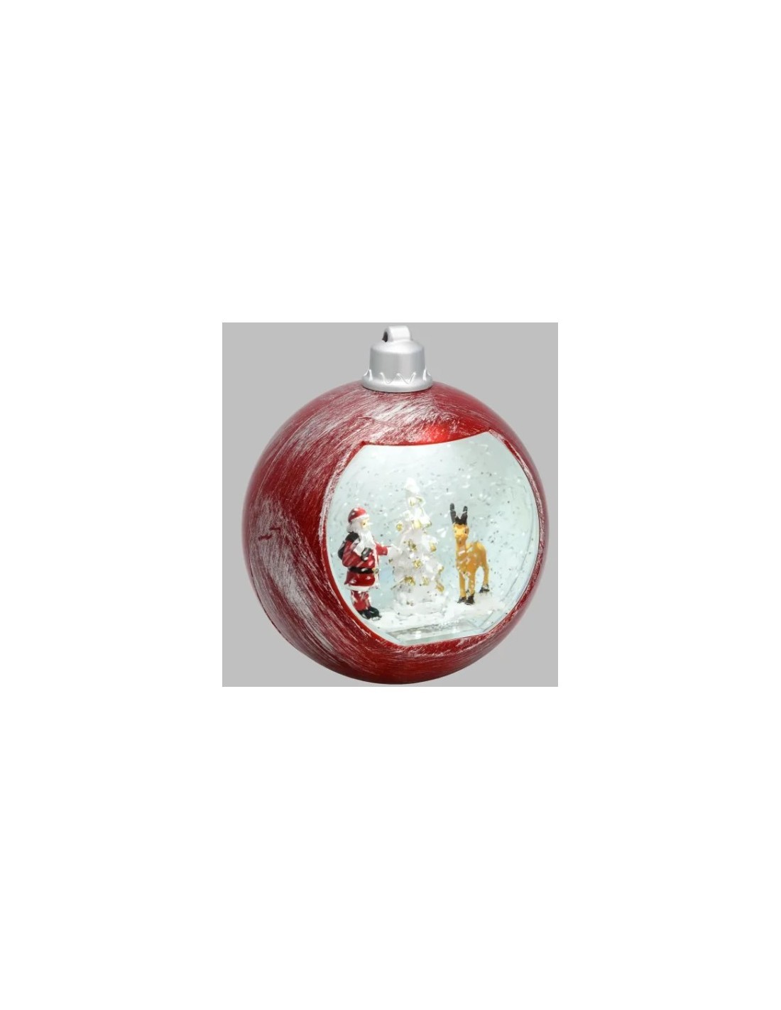 Sfera Natalizia con Glitter LED H16cm - Decorazione Luminosa in Rosso Antico