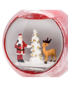 Sfera Natalizia con Glitter LED H16cm - Decorazione Luminosa in Rosso Antico