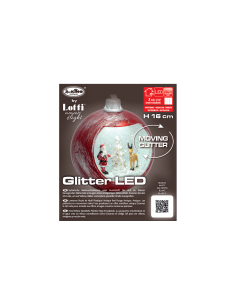 Sfera Natalizia con Glitter LED H16cm - Decorazione Luminosa in Rosso Antico