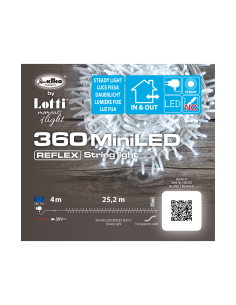 Luci di Natale Catena 360 MiniLED Luce Fissa, Cavo Trasparente, La Magia di Natale per Esterno