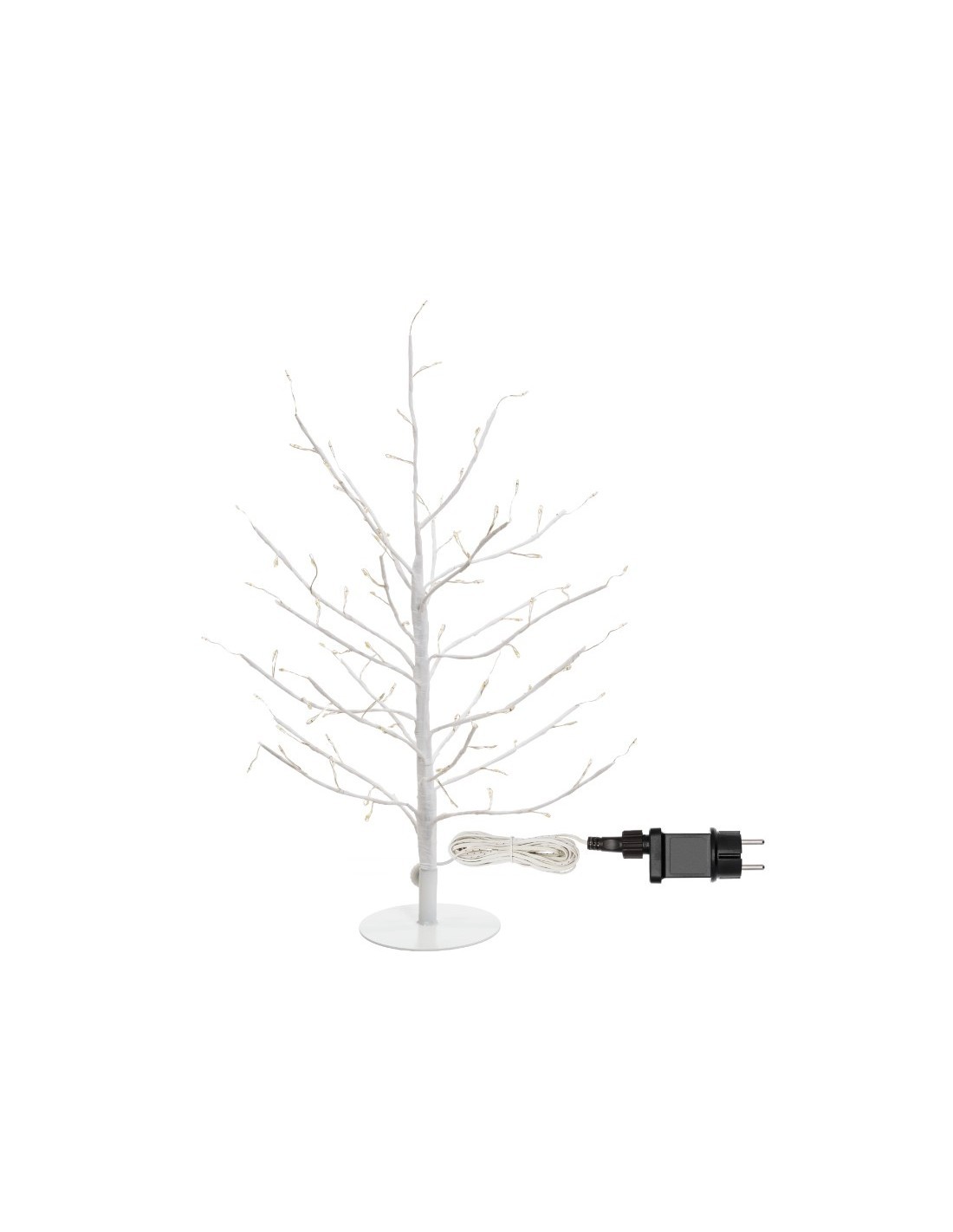 Albero Ramo Tiglio Bianco 45cm con 108 MicroLED FlashLED, Base in Metallo, Rami Modellabili, IP44