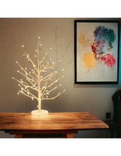 Albero Ramo Tiglio Bianco 45cm con 108 MicroLED FlashLED, Base in Metallo, Rami Modellabili, IP44