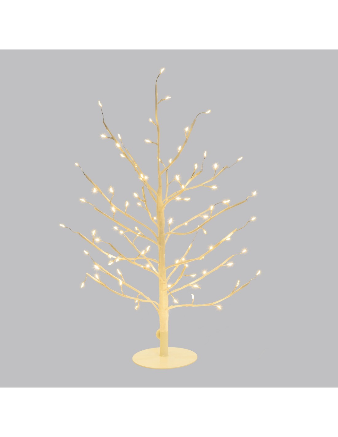 Albero Ramo Tiglio Bianco 45cm con 108 MicroLED FlashLED, Base in Metallo, Rami Modellabili, IP44