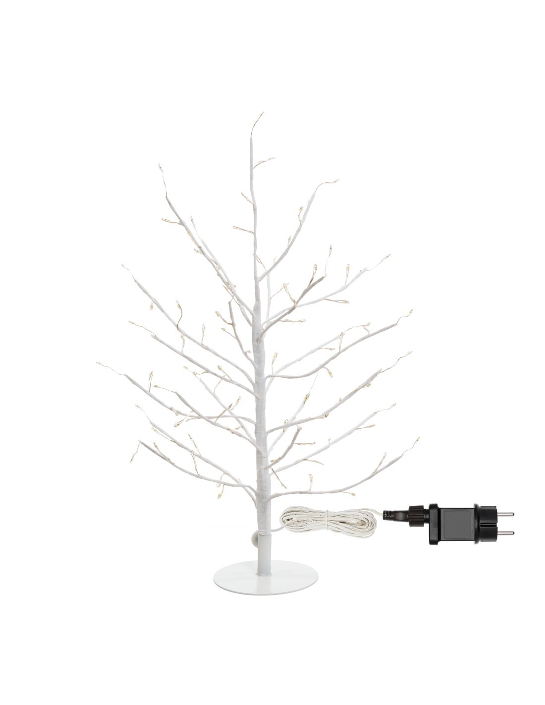 Albero Ramo Tiglio Bianco 45cm con 108 MicroLED FlashLED, Base in Metallo, Rami Modellabili, IP44