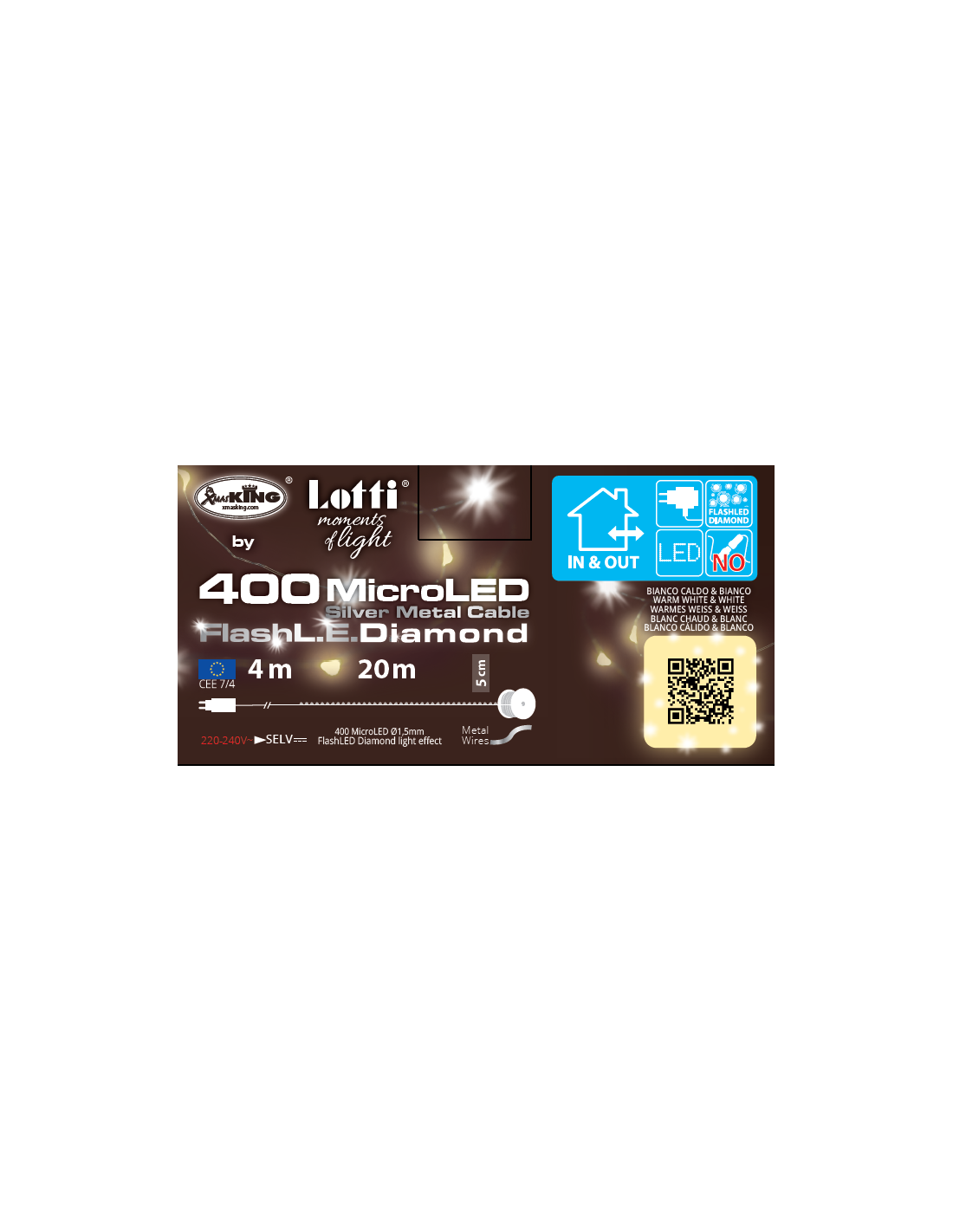 Luci di Natale Catena 400 MicroLED FlashLED con Bobina, La Magia di Natale Argentea