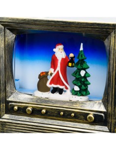 TV Brunita con Glitter LED H22cm - Decorazione Natalizia Luminosa