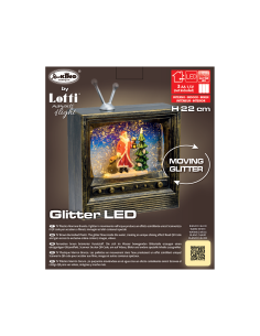 TV Brunita con Glitter LED H22cm - Decorazione Natalizia Luminosa