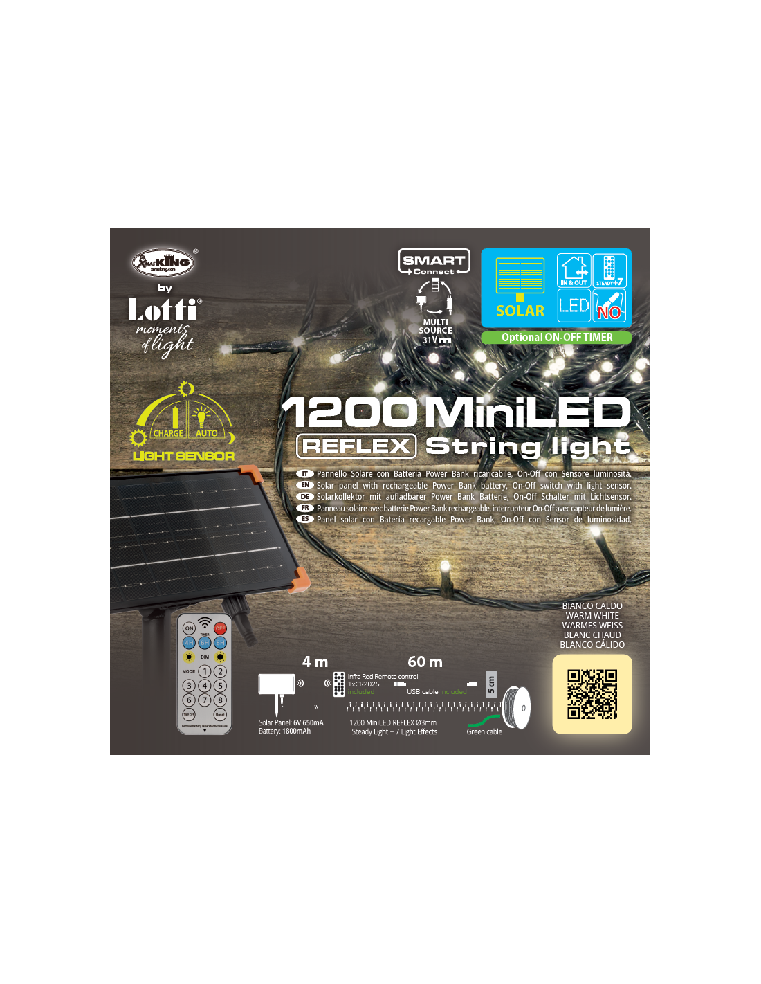 Luci di Natale Catena Solare 1200 MiniLED, 60m con Bobina, La Magia di Natale per Esterno