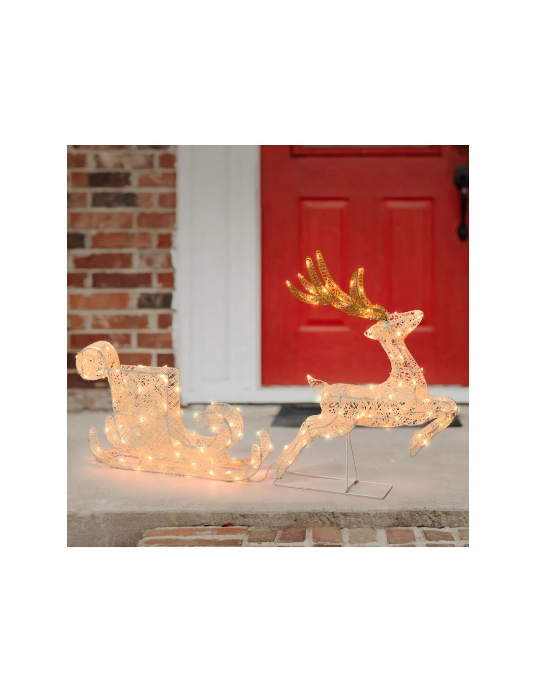 Renna con Slitta 3D 160LED Bianco Caldo di Natale, La Magia di Natale a casa tua, Incanto e gioia festiva