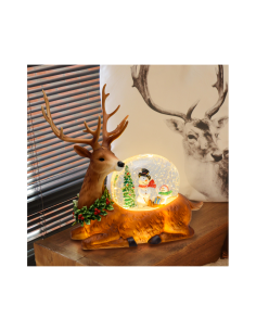 Renna Natalizia Glitter con LED Bianco Caldo L28,5cm - Decorazione Festiva