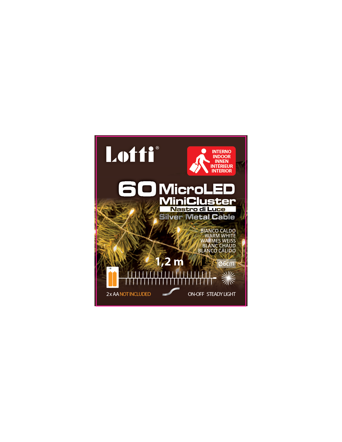 Luci di Natale Catena MiniCluster 60 MicroLED per Interno, La Magia di Natale Portatile