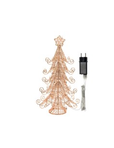 Albero Natale Abete Metallo H35cm, Filo Rame Lucido, 55 MicroLED Bianco Caldo